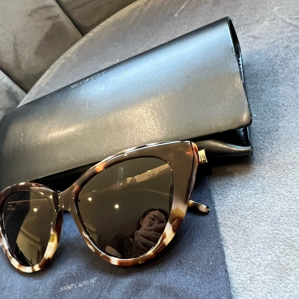 Ysl Monogram Cat Eye Tortoise Shell Sunglasses - image 4